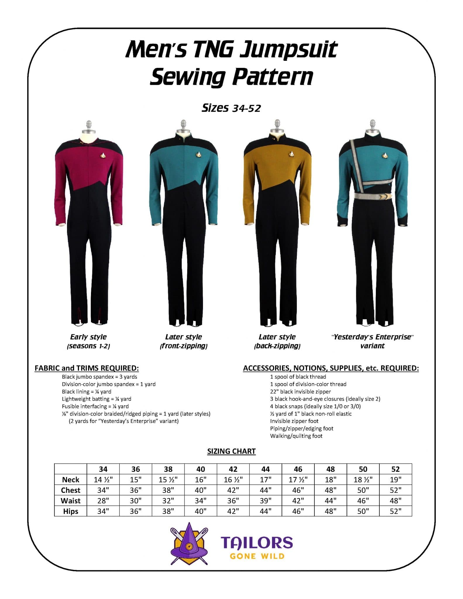 Men’s TNG Jumpsuit Sewing Pattern - image 1
