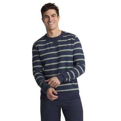 Jockey Men's Lightweight Cotton Blend Fleece Crew Sweatshirt M Lagoon Stripe - image 1