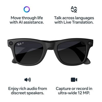 Ray-Ban Meta (Gen 1), Wayfarer Large | Smart AI Glasses for Men, Women - Camera, Video Recording - Polarized Gradient Graphite Lenses - Sunglasses - image 1