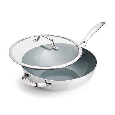 GreenPan 12" Valencia Pro Stainless Steel Wok with Lid - image 1