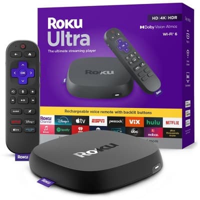 Roku Ultra 2024 Ultimate 4K Streaming Device with HDR10+, Dolby Vision & Atmos Bluetooth & Wi-Fi 6 Voice Remote Pro with Free & Live TV - image 1