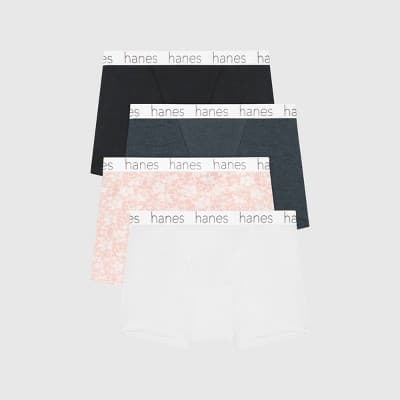 Hanes Premium Women's 4pk Boxer Briefs Boyfriend Stretch-Cotton Underwear - Pink/White/Black M - image 1