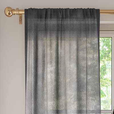 42"x63" Sheer Crinkled Gauze Matelassé Curtain Panel Gray - Room Essentials™ - image 1