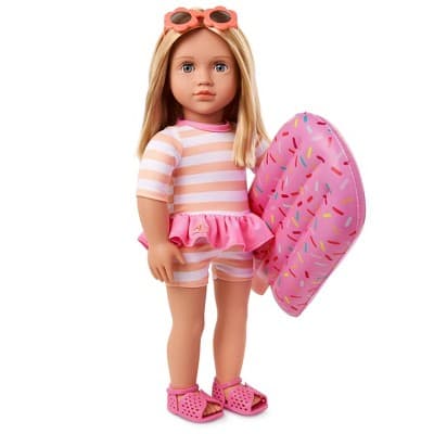 Our Generation Margot 18" Doll with Swimsuit and Pink Pool Float Accessory: Hair Blonde, Blue Eyes, Beach Theme - image 1