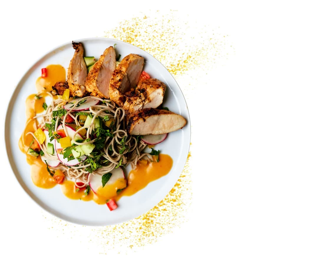 Asian-style rice noodle salad with grilled chicken and red curry vinaigrette - image 1