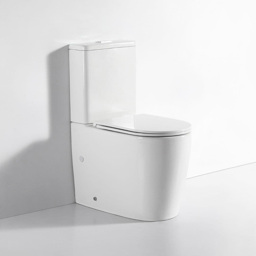 Prime Tornado & Rimless Comfort Height Back to Wall Toilet Suite – Gloss White - image 1