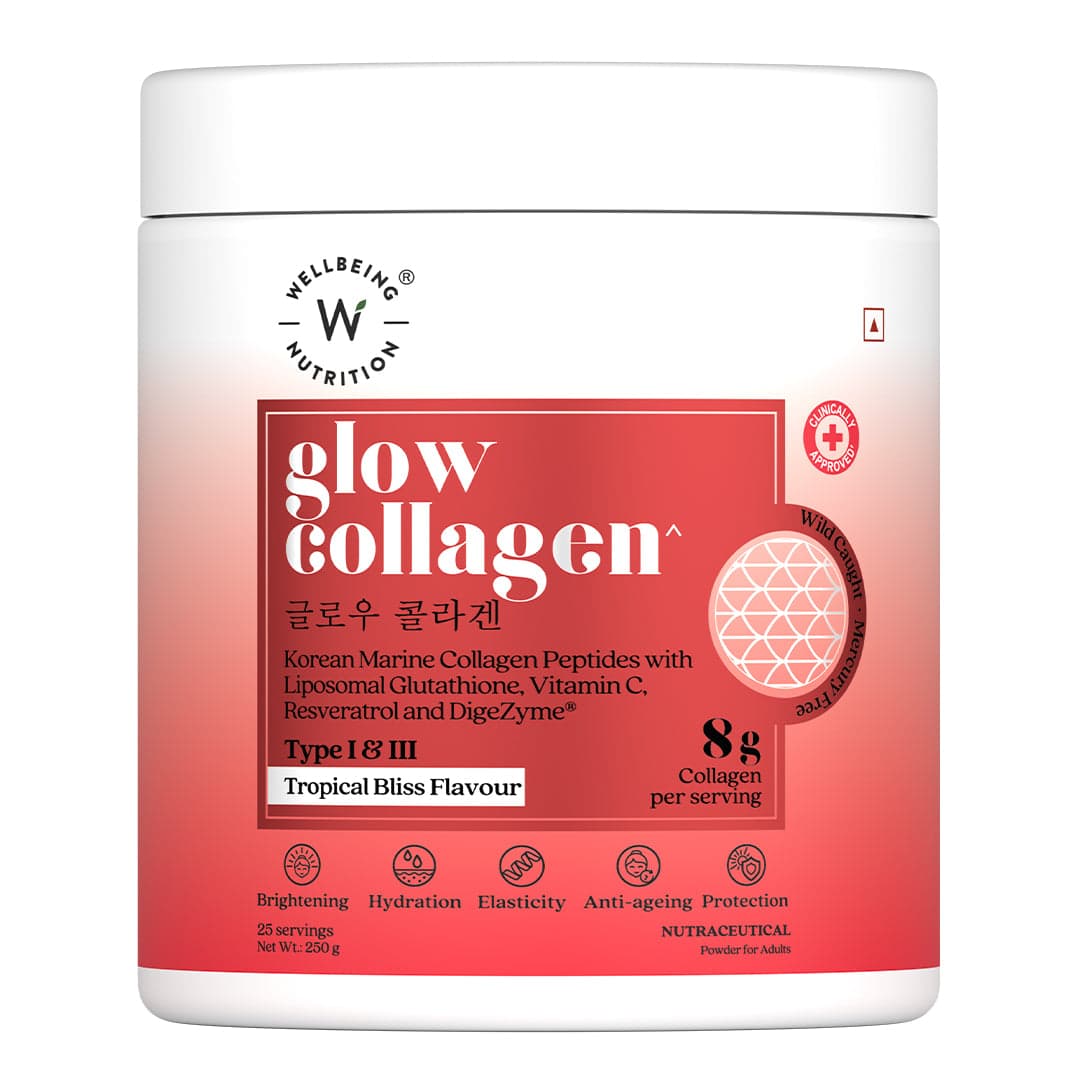 Glow Korean Marine Collagen Peptides with Liposomal Glutathione & Vitamin C | Tropical Bliss Flavour | 250g - image 1