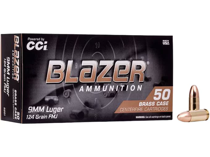 Blazer 9mm Luger Ammo 124 Grain Full Metal Jacket - Box of 50 - image 1