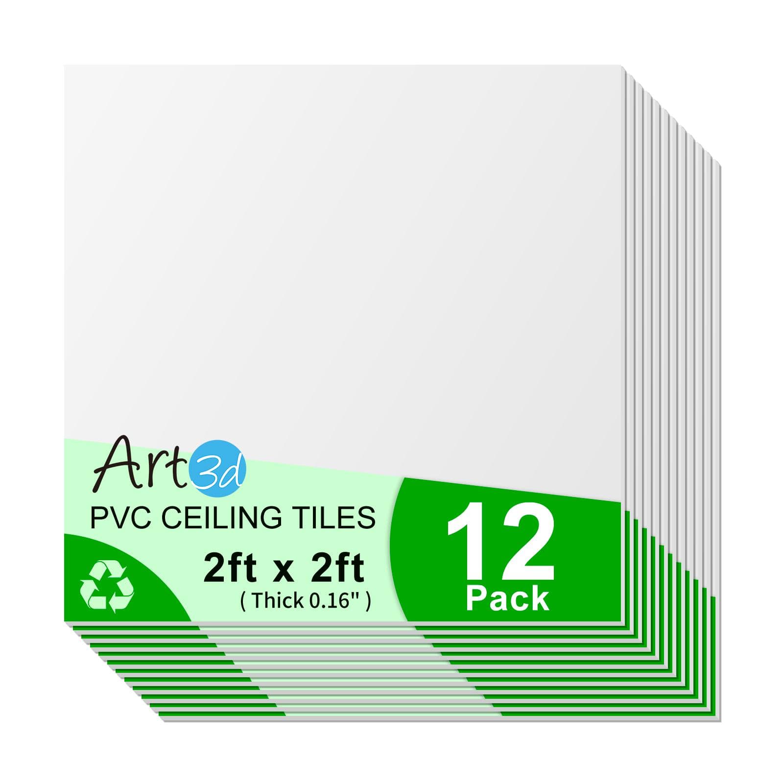 Art3d 12-pack Smooth Drop Ceiling Tile 2ft x 2ft Off White PVC Ceiling Panel 24 x 24in - image 1