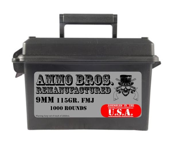 Ammo Bros Reloads 9mm 115gr TMJ 1000rds - image 1