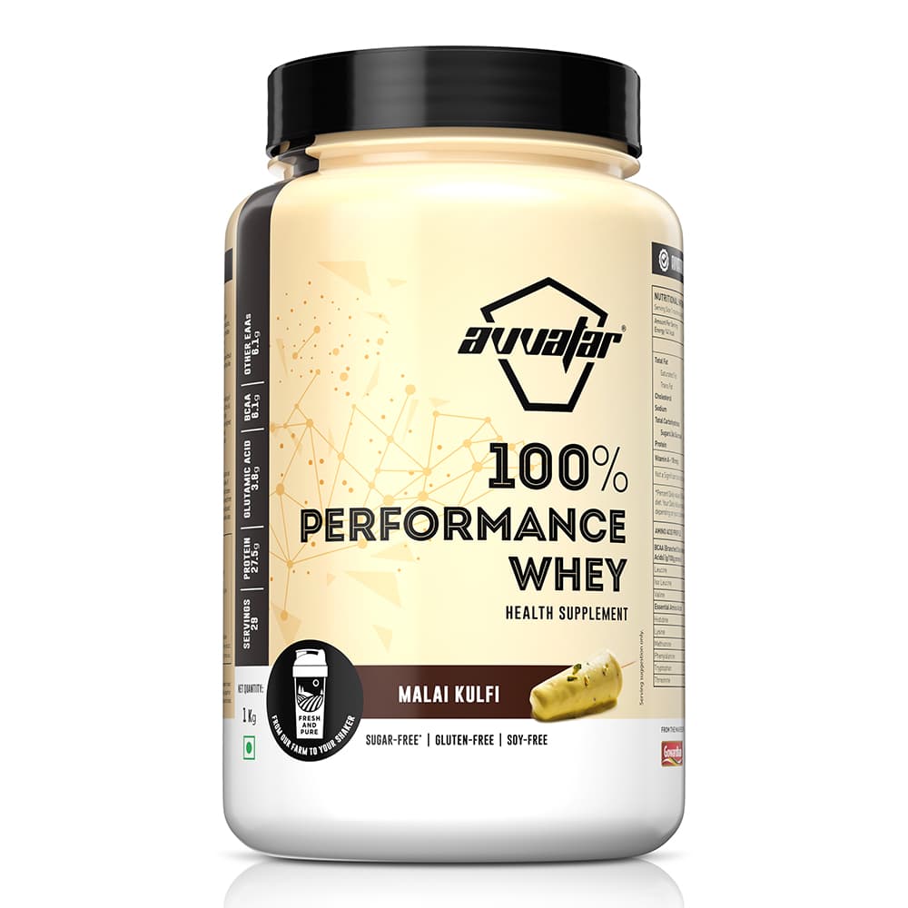 Avvatar 100% Performance Whey Protein 1 Kg Malai Kulfi Flavour - image 1