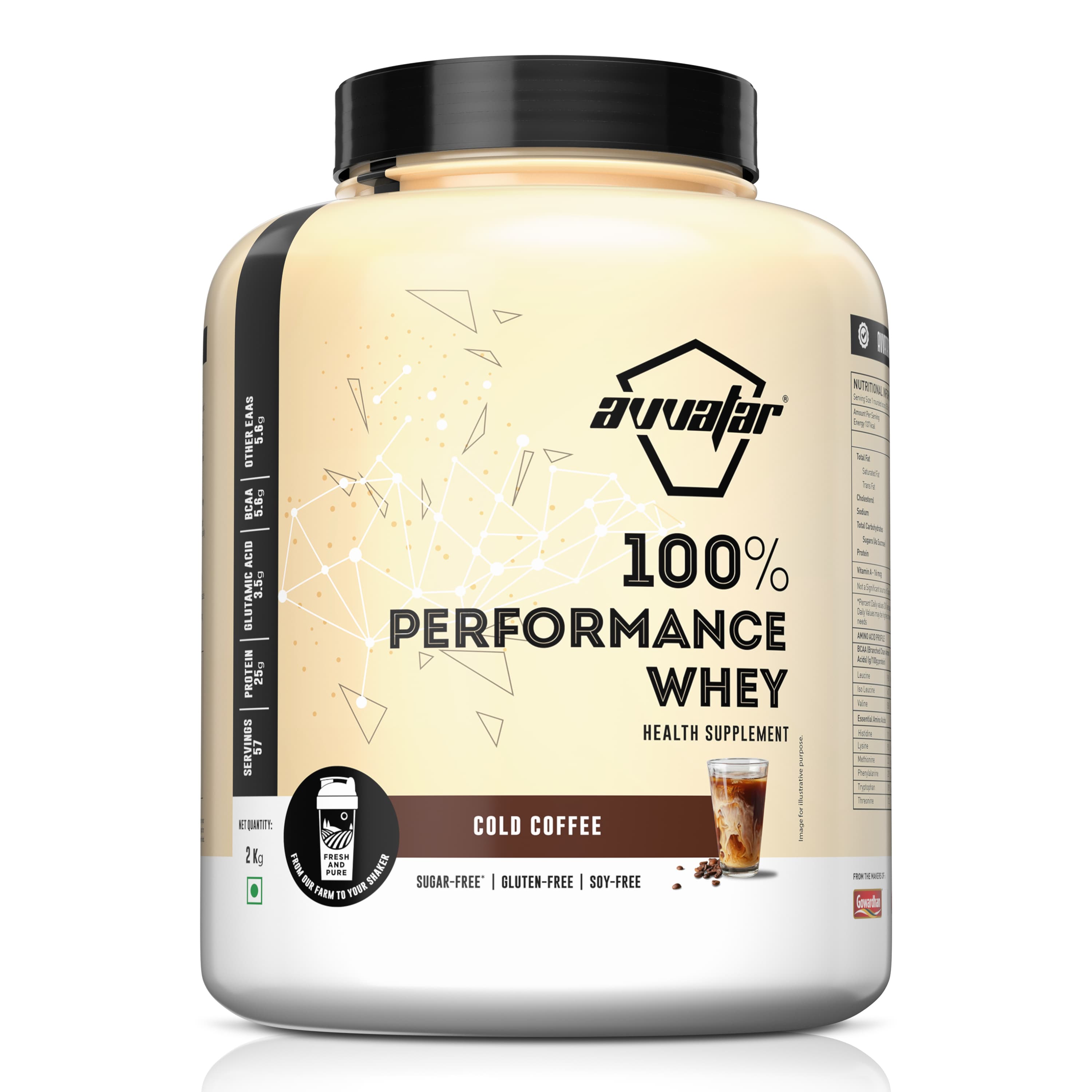 Avvatar 100% Performance Whey | 2 Kg | Cold Coffee Flavour - image 1