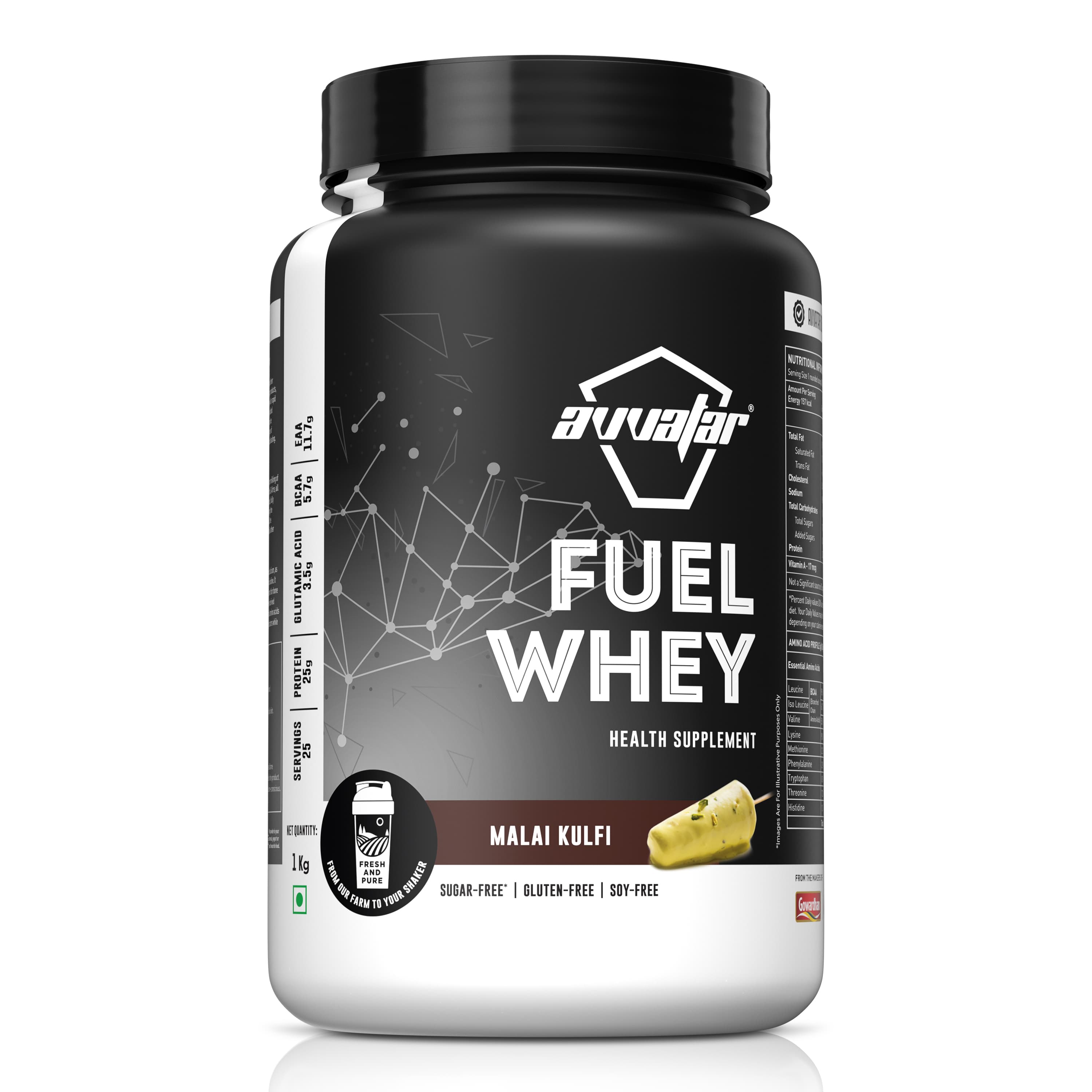 Avvatar Fuel Whey | 1 Kg | Malai Kulfi Flavour - image 1