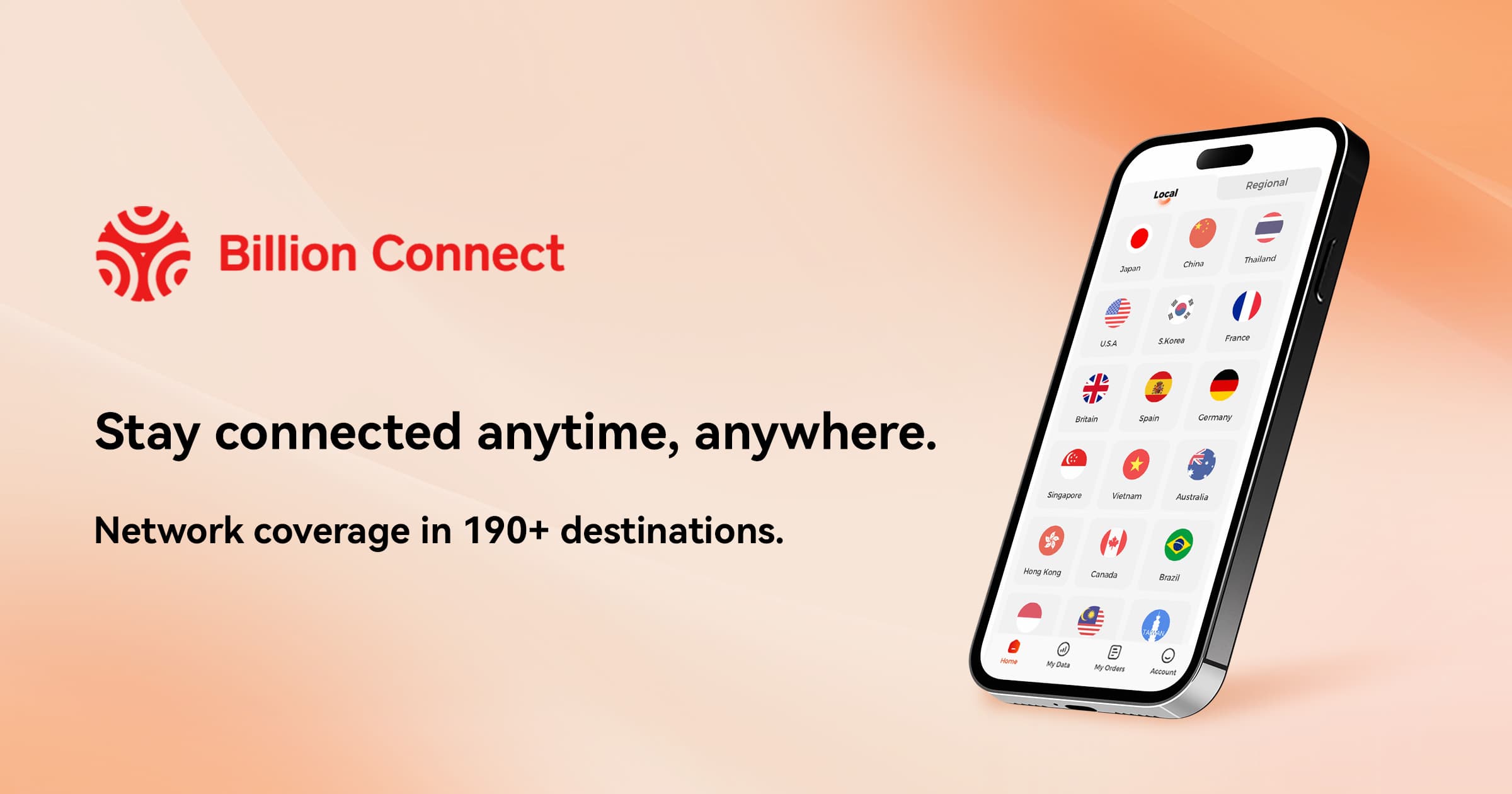 Billion Connect eSIM Network Coverage in 200+ Countries and Regions - image 1