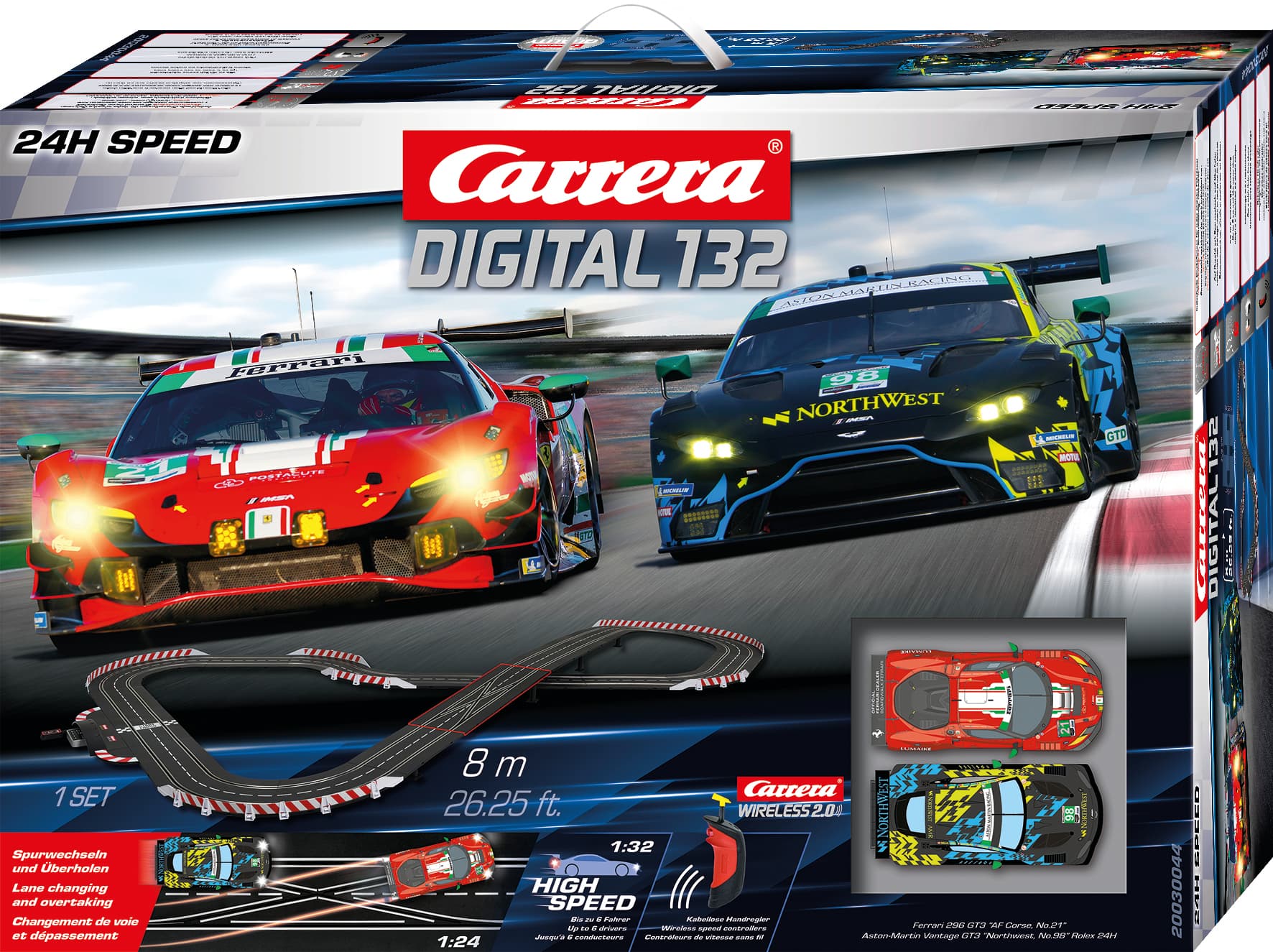Carrera 30044 24H Speed with Lights and Wireless, Digital 132 Slot Car Set - image 1