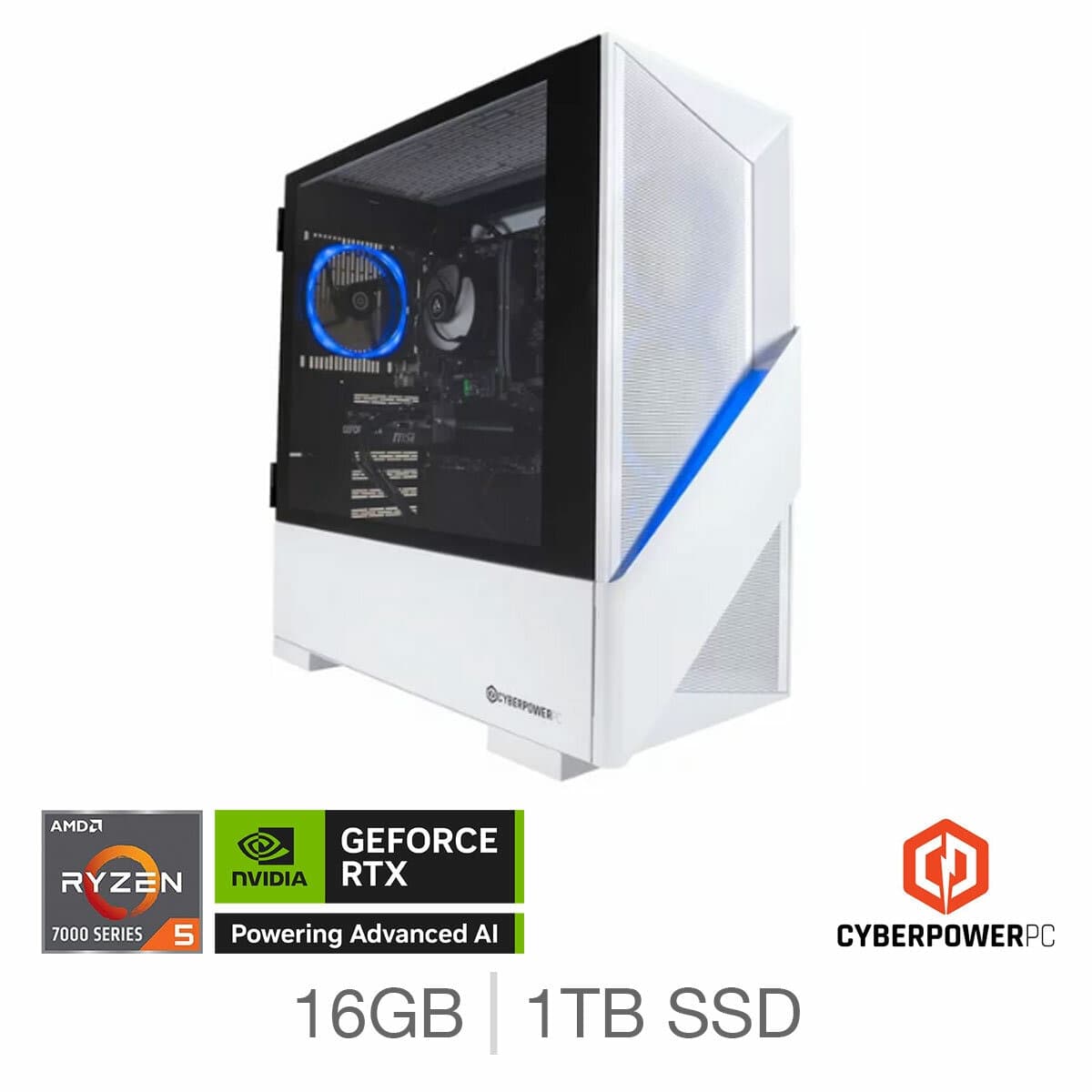 CyberPower, AMD Ryzen 5, 16GB RAM, 1TB SSD, NVIDIA GeForce RTX 5060, Gaming Desktop PC - image 1