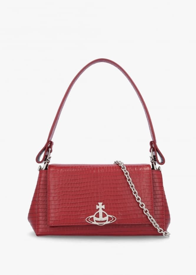 Hazel Medium Red Embossed Croc Shoulder Bag - image 1