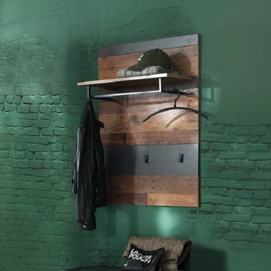 Saige Wall Mounted Coat Rack in Old Wood and Graphite Grey - image 1