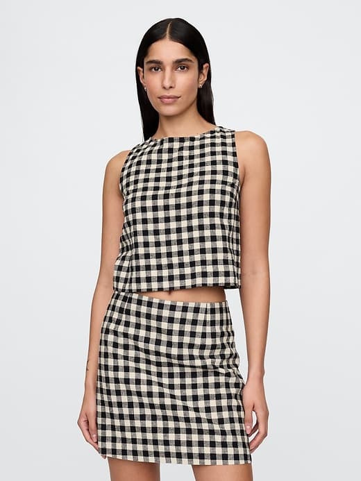 Linen-Blend Crop Shell Tank Top - image 1