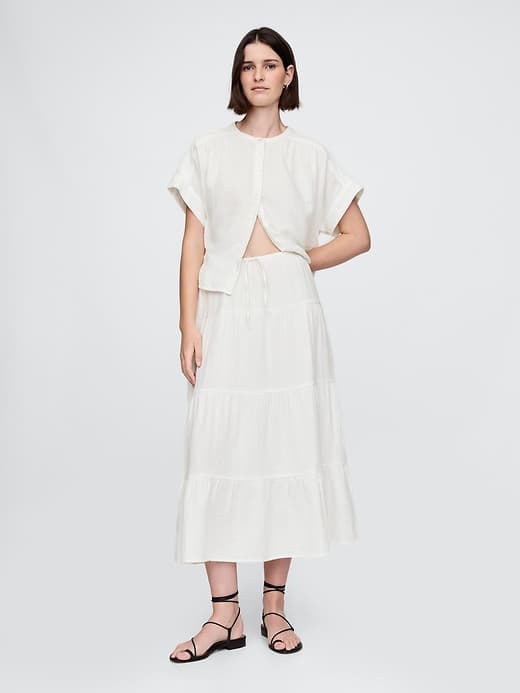 Cotton Gauze Tiered Maxi Skirt - image 1