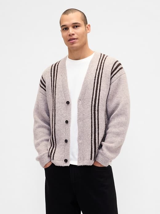Fuzzy Relaxed Crop Cardigan Sweater - image 1