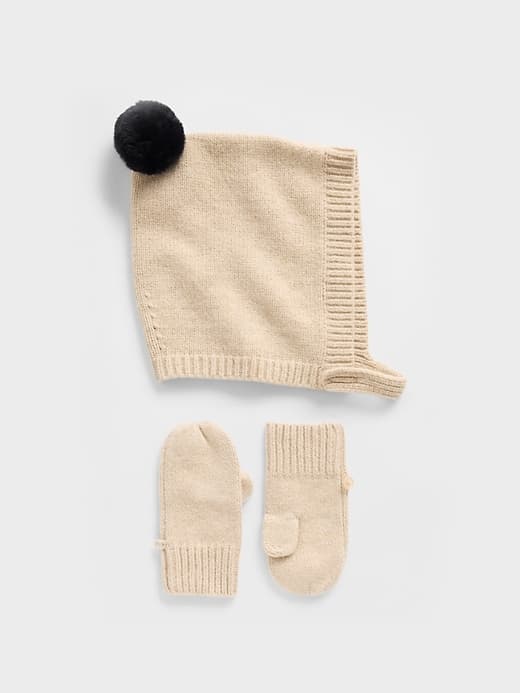 CashSoft Pom Hat & Mittens Set for Baby & Toddler - image 1