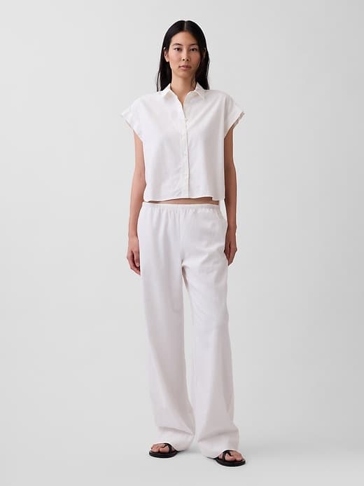 Linen-Blend Easy Wide-Leg Pants - image 1