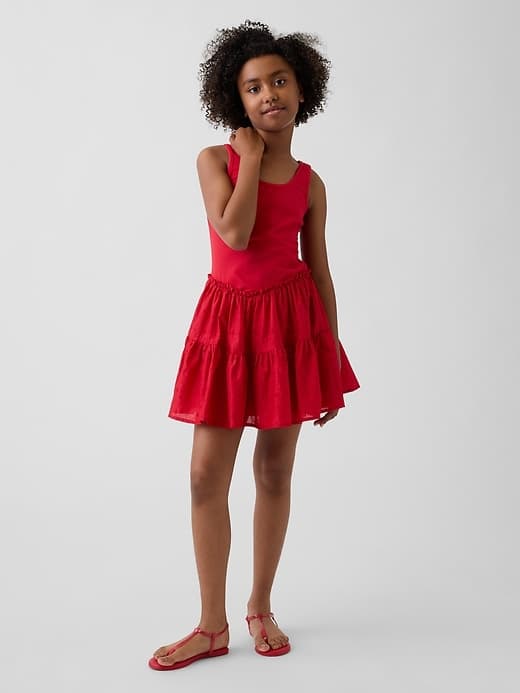 Kids Mixed Media Tiered Tank Dress - image 1