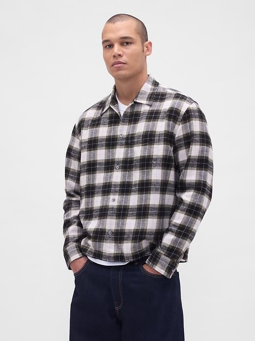 Organic Cotton Relaxed Flannel Shirt - image 1