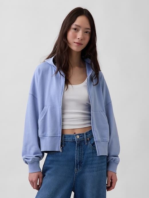 VintageSoft Terry Zip Hoodie Moonstone Blue XXS - image 1