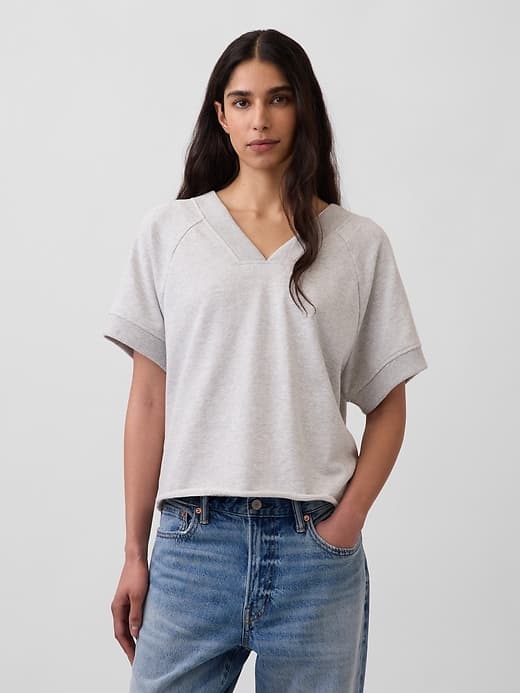 French Terry Oversized V-Neck Sweatshirt - image 1