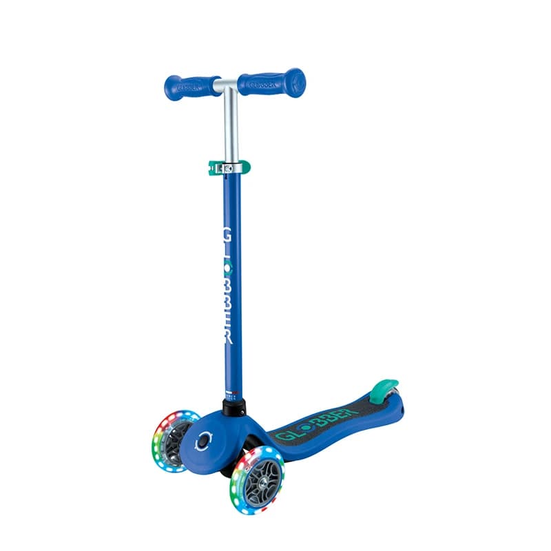 Globber Primo V2 Scooter with Lights and Griptape - Navy Blue/ Emerald Green - image 1