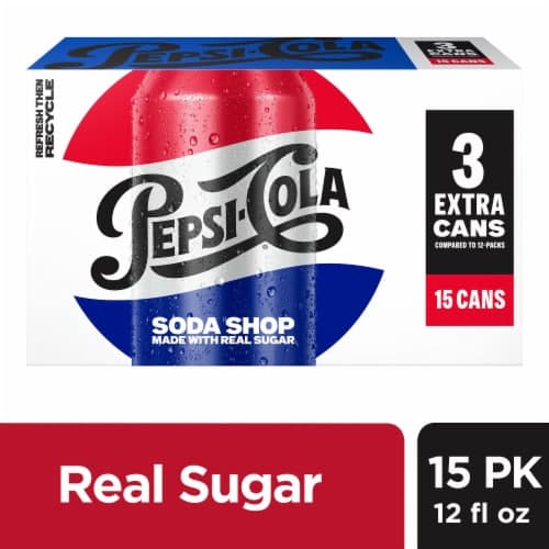 Pepsi Cola® Real Sugar Soda Cans, 15 pk / 12 fl oz - image 1