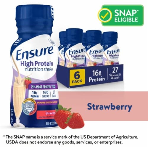 Ensure High Protein Strawberry Nutrition Shake | 8 fl oz, 6 Pack - image 1
