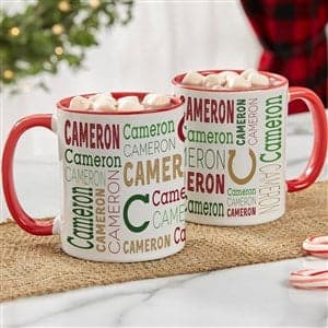Christmas Repeating Name Personalized Coffee Mug 11 oz.- Red - #37168-R - image 1