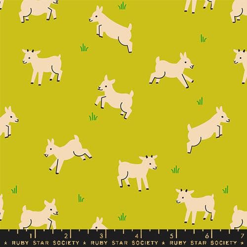 Animal Animal Baby Goats Pistachio Cotton Fabric - image 1