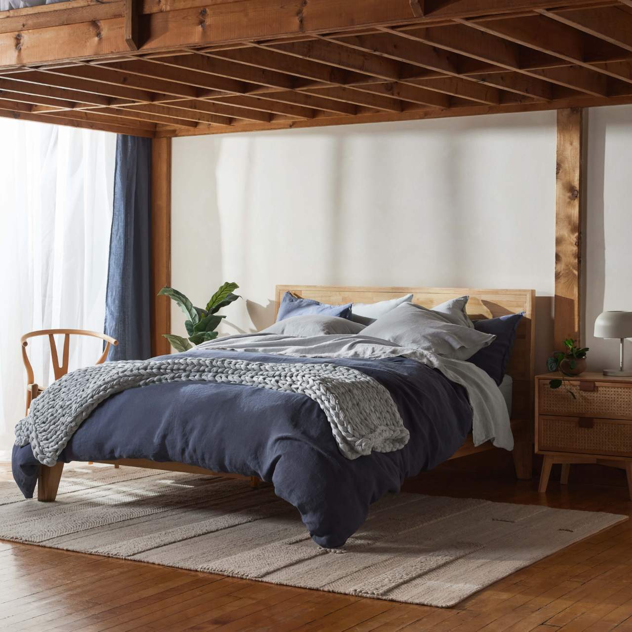 Silk and Snow Flax Linen Bed Sheets Queen Tempest Blue - image 1