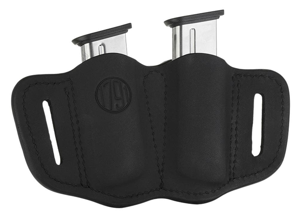 1791 Gunleather Mag 2.1 Double Magazine Holster Stealth Black Leather Belt Slide - image 1