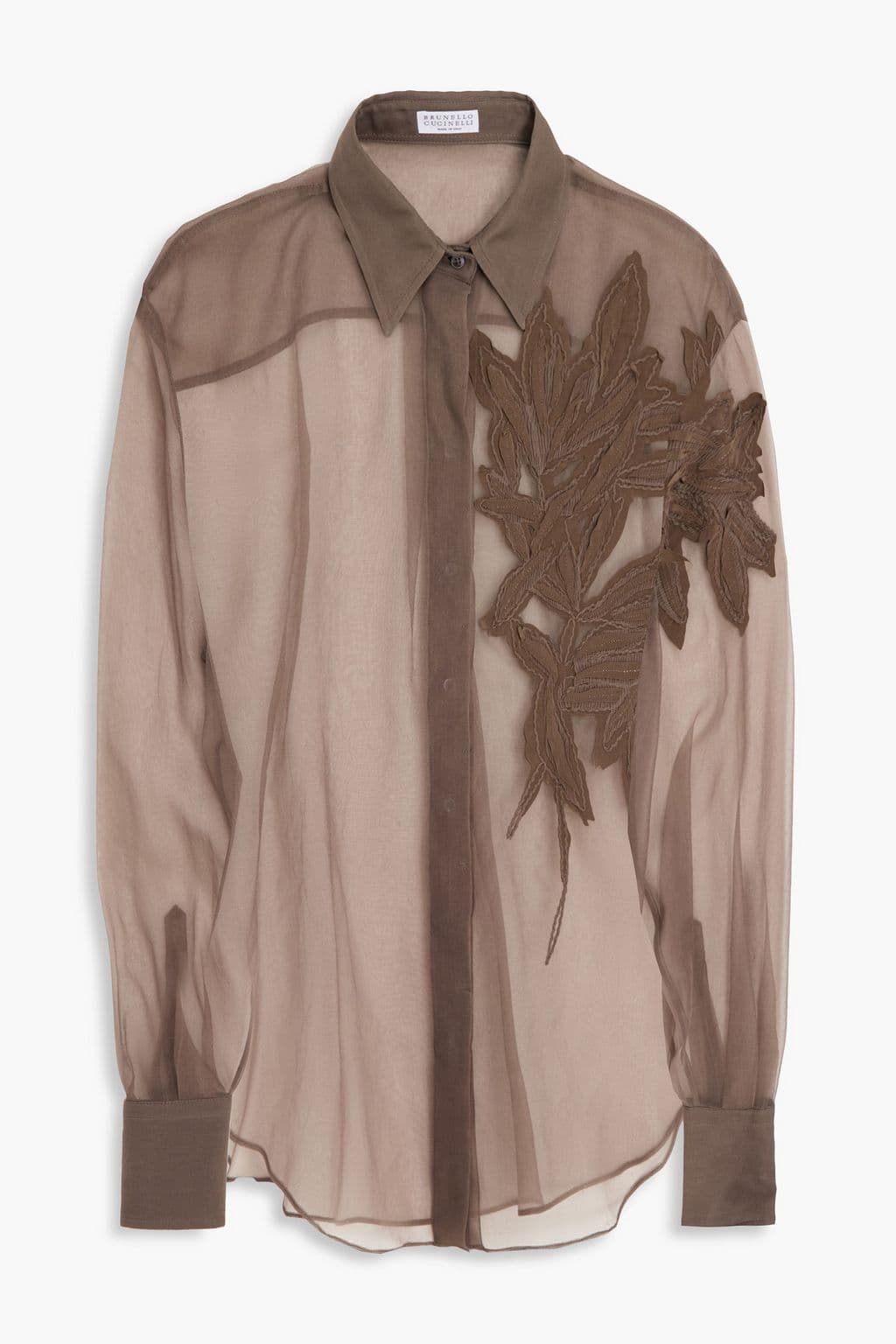 BRUNELLO CUCINELLI Embellished silk-organza shirt - image 1
