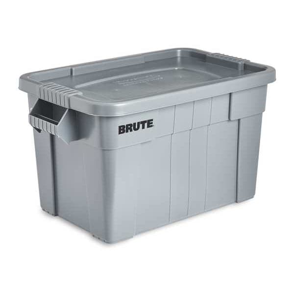 Rubbermaid Commercial BRUTE Stack & Nest Storage Tote with Lid, 20 Gallon, Gray, Plastic - image 1