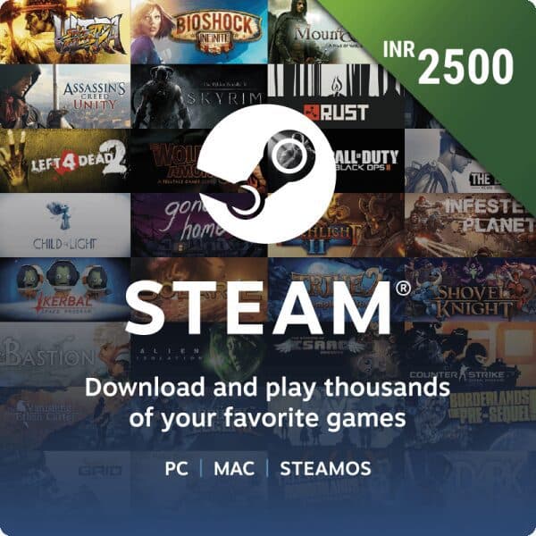 Steam Wallet Gift Card INR 2500 (Digital Voucher Code Instant Delivery) - image 1