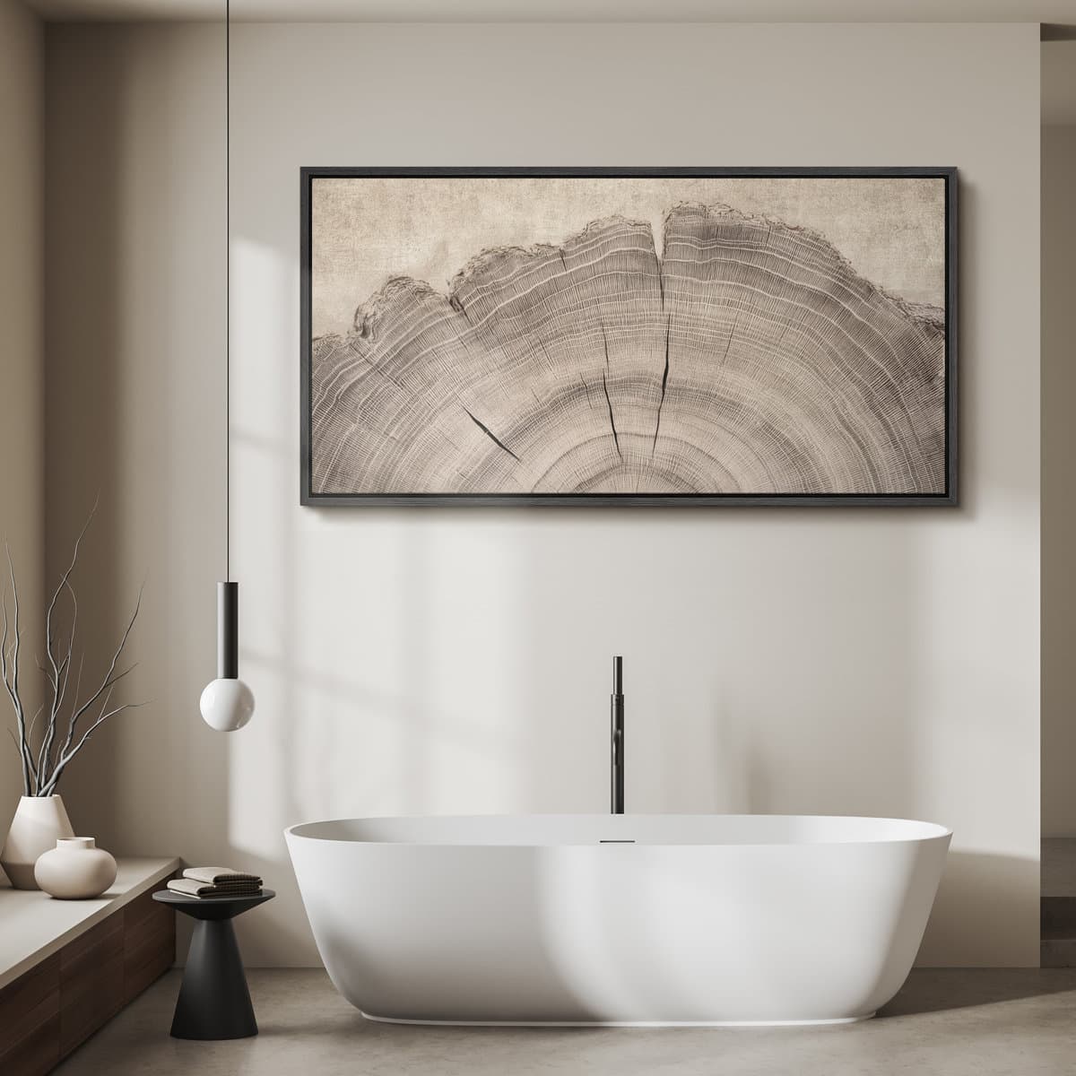 Large Framed Canvas Print Wall Art - Tree Rings Print for Modern Home Decor - image 1