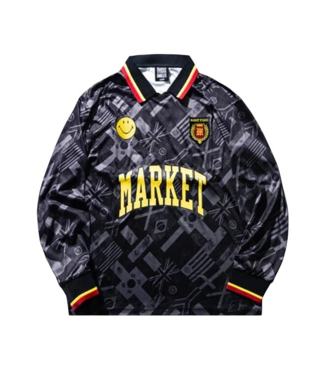 Market Smiley International Flags LS Soccer Jersey Black - image 1