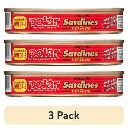 (3 pack) MW Polar Smoked Brisling Sardine in Olive Oil With Plastic Clear Top 4.23 oz. - image 1
