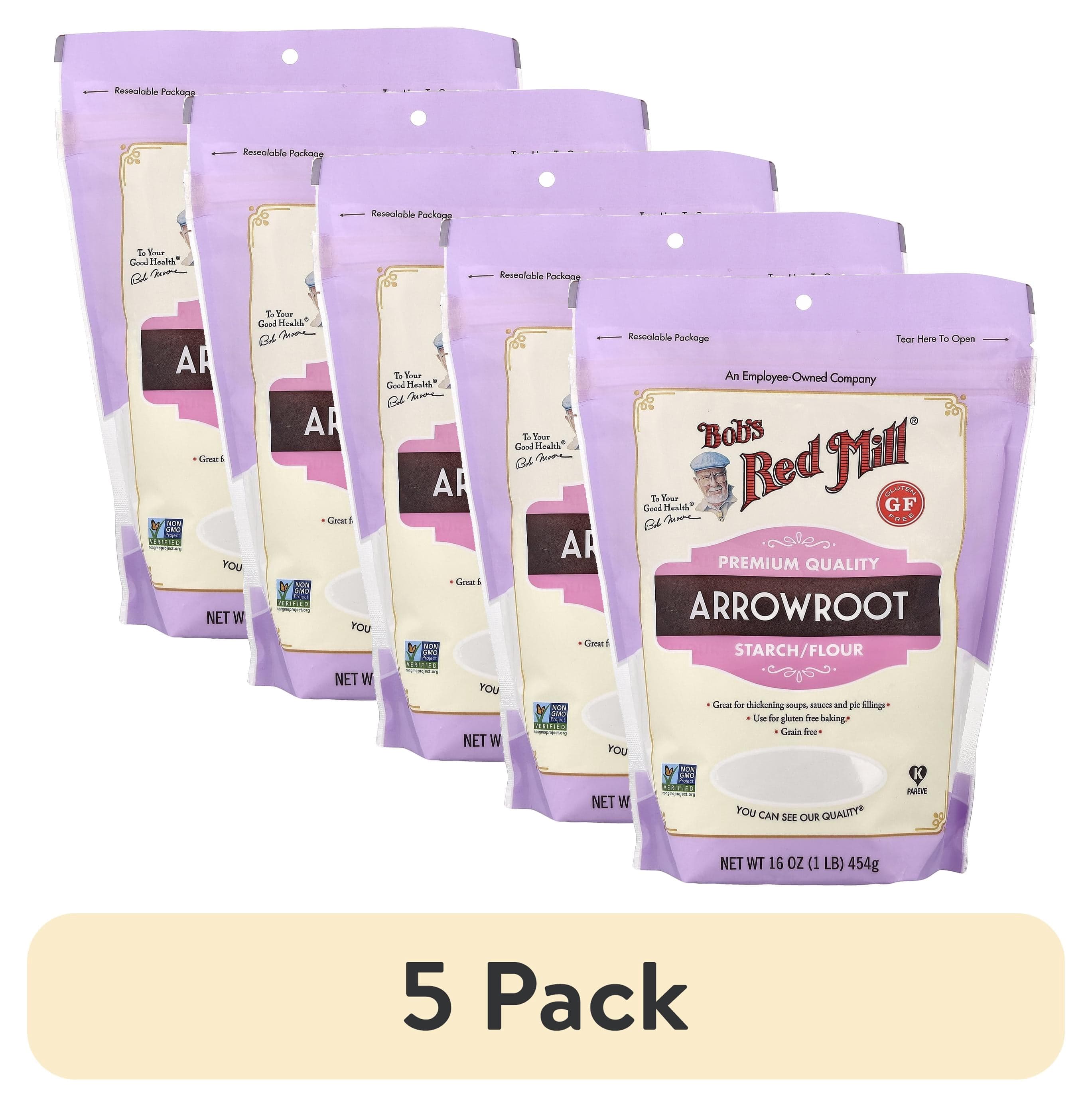 (5 pack) Bob's Red Mill Gluten Free Arrowroot Starch Flour, 16 oz - image 1