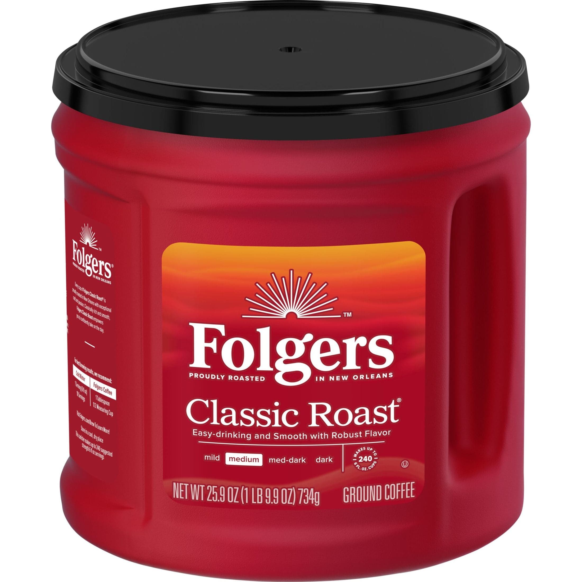 Folgers Classic Roast Ground Coffee, Medium Roast, 25.9 oz Canister - image 1