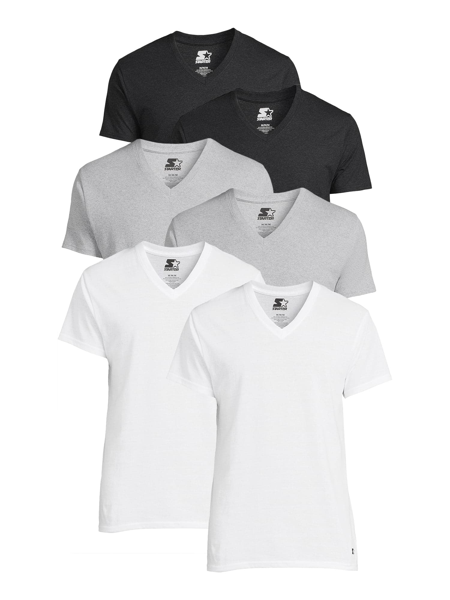 Starter Men's V-Neck Tees with Short Sleeves, 6-Pack - image 1
