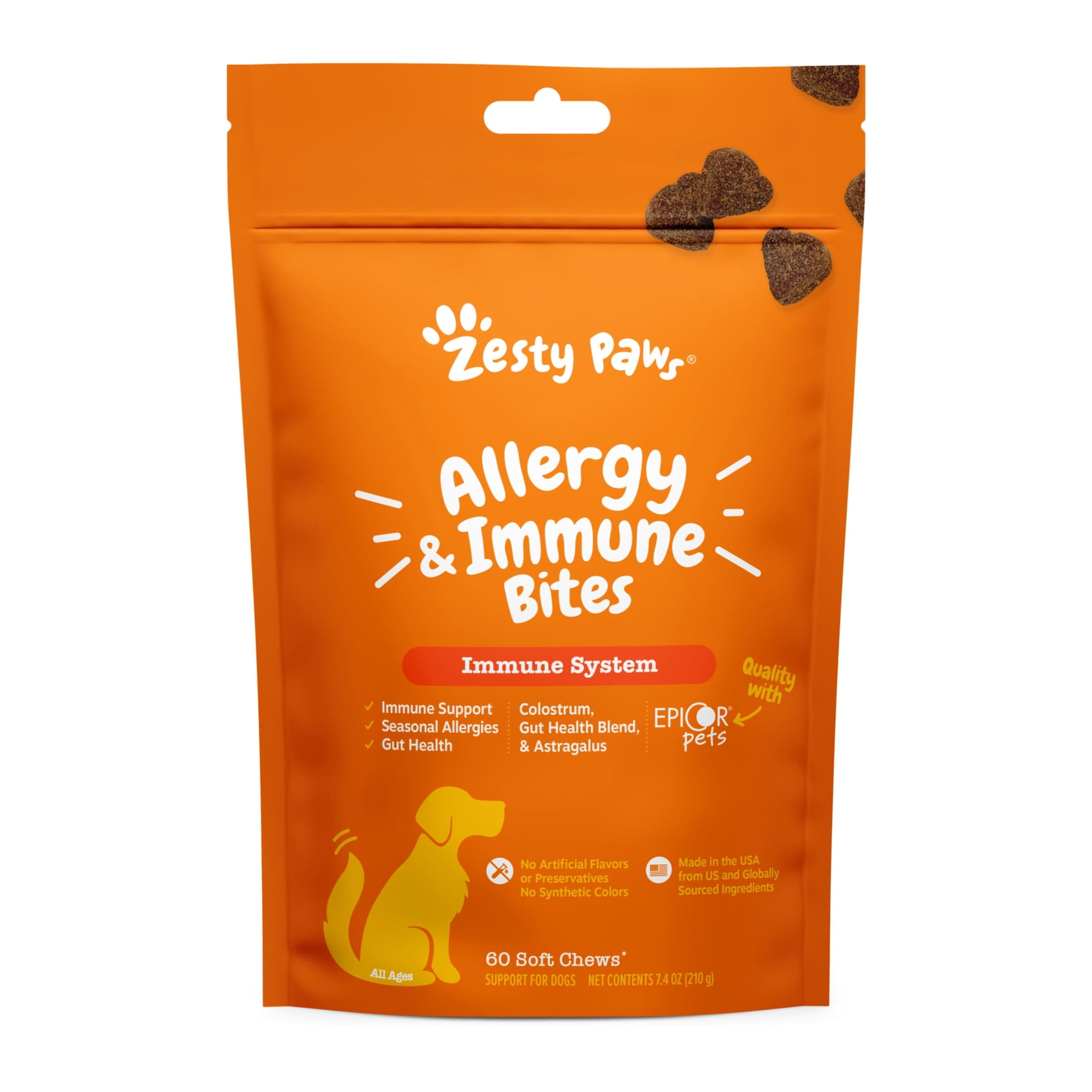 Zesty Paws Allergy & Immune Bites Lamb Flavor Dog Supplement, 60 Count - image 1