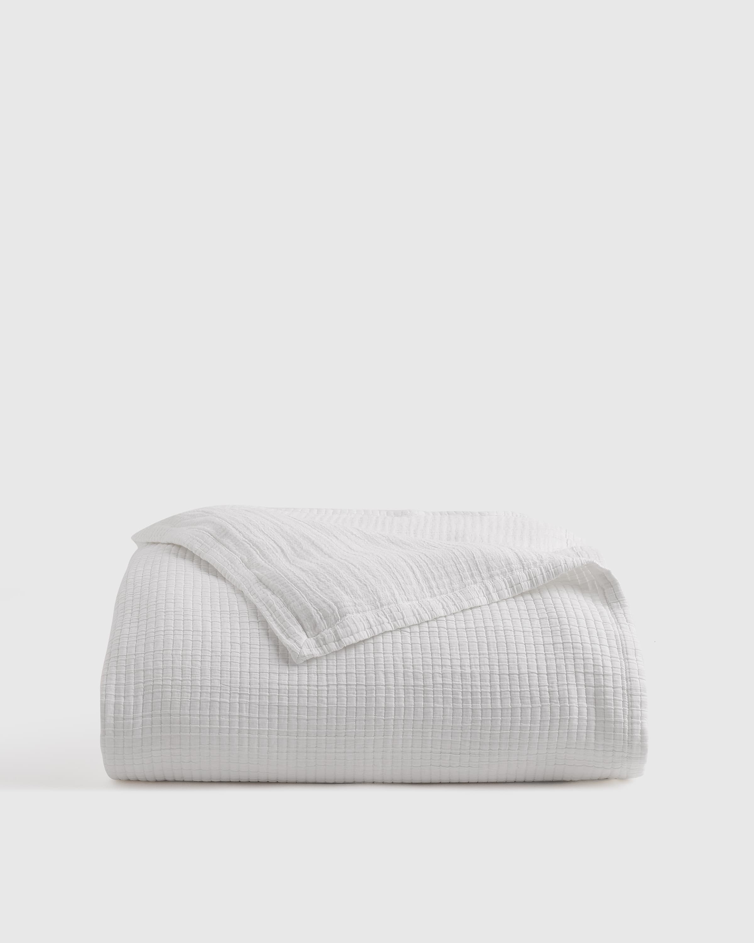 Organic Ribbed Cotton Coverlet in White - image 1