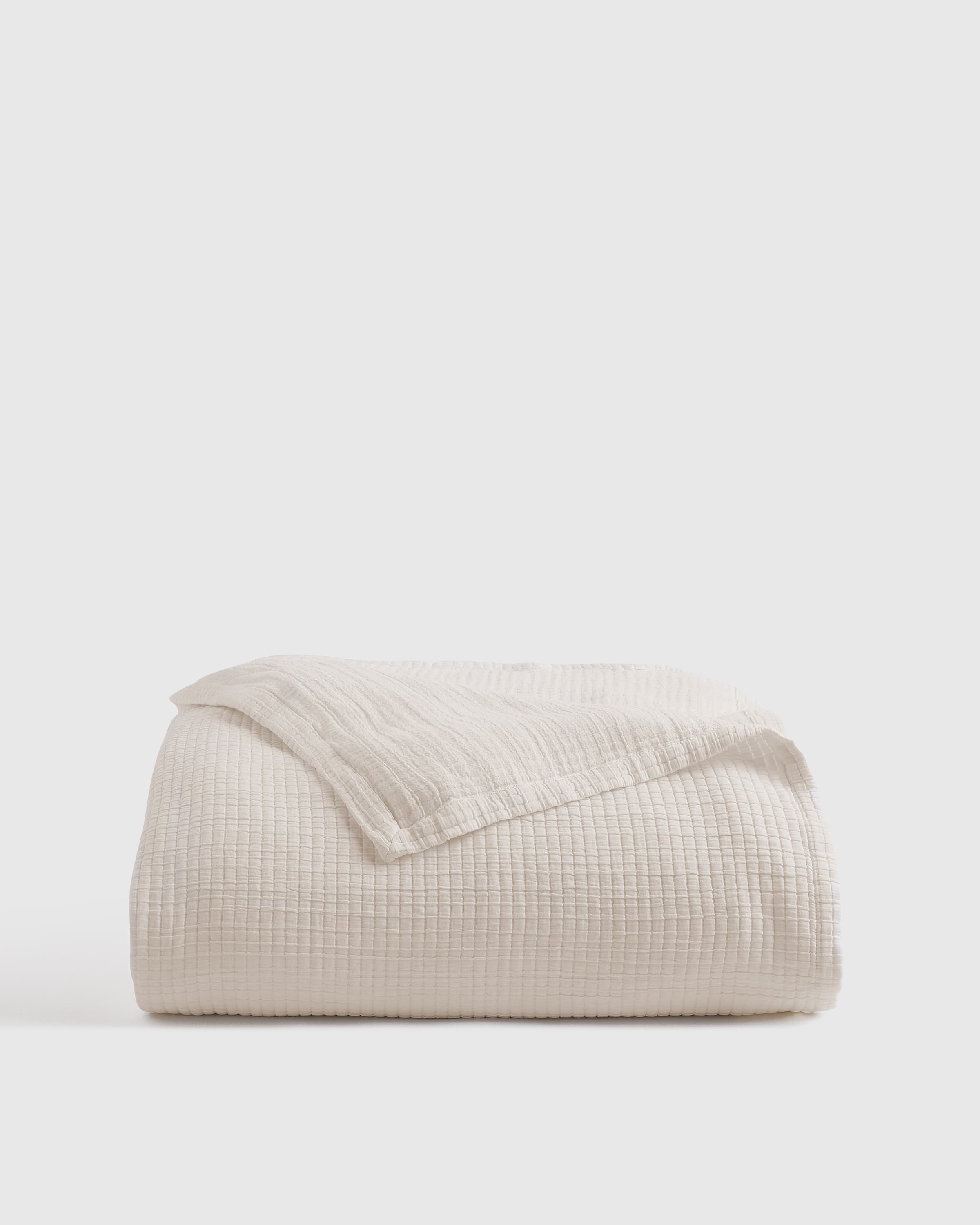 Organic Ribbed Cotton Coverlet in Ivory - image 1
